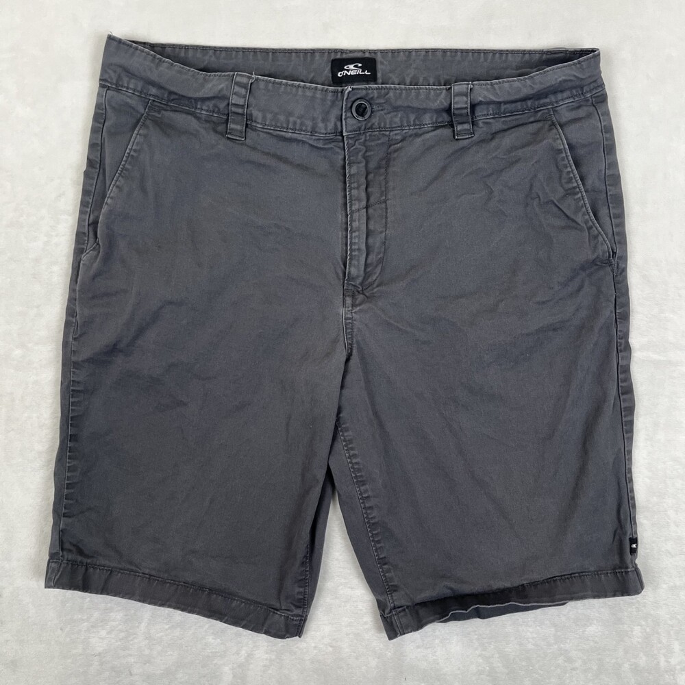 O’Neill Gray Chino Shorts Size 34 Y2K Surf Casual Standard Fit 10 Inseam